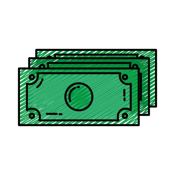 Doodle Economy Bills Cash Money Finance Illustration Vectorielle — Image vectorielle