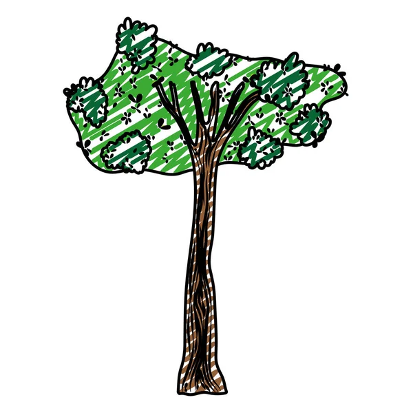 Doodle Arbre Tropical Avec Des Branches Nature Feuilles Illustration Vectorielle — Image vectorielle