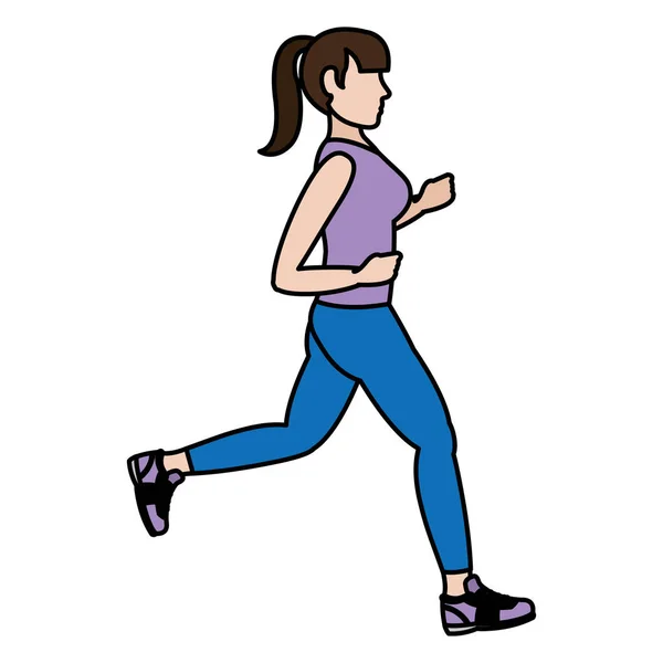 Couleur Fitenes Femme Course Exercice Entraînement Vectoriel Illustration — Image vectorielle