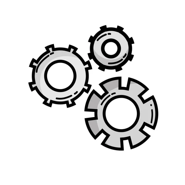 Graustufen Zahnradindustrie Engineering Prozess Vektor Illustration — Stockvektor