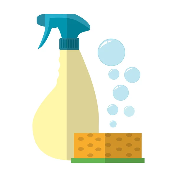 Almofada Limpeza Com Detergente Splash Garrafa Vetor Ilustração —  Vetores de Stock