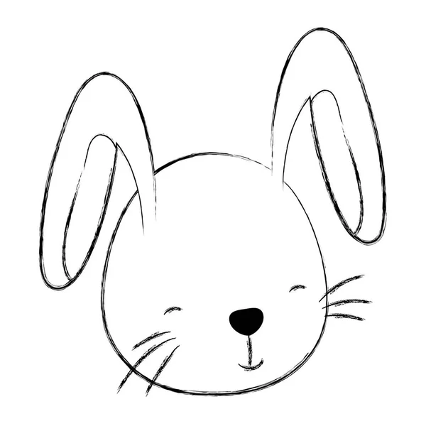 Grunge Sevimli Tavşan Baş Vahşi Hayvan Vektör Çizim — Stok Vektör