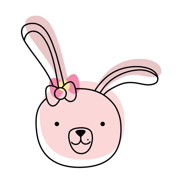 Bewegt Farbe Karikatur Kaninchen Weiblichen Kopf Mit Schleife Bogen Vektor — Stockvektor