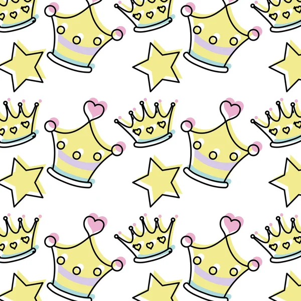 Flyttade Färg Drottning Crown Lyx Med Star Bakgrund Vektorillustration — Stock vektor