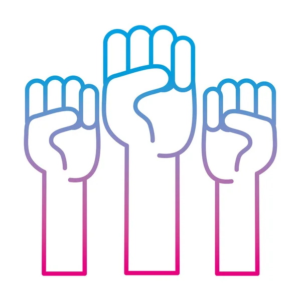 Degraded Line Opposition People Hands Protest Vector Illustration — Stock Vector