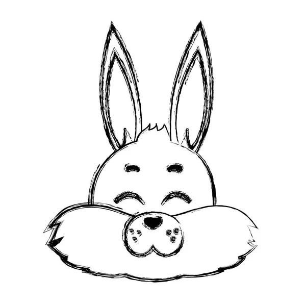 Grunge Happy Wild Rabbit Head Animal Vector Illustration — Stock Vector
