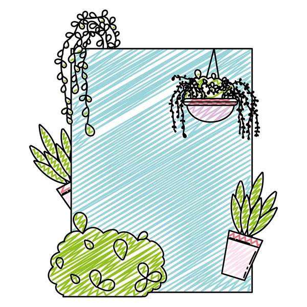Doodle Emblema Design Com Plantas Exóticas Narure Vetor Ilustração —  Vetores de Stock