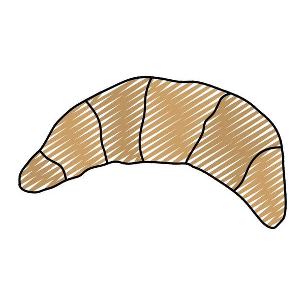 Gribouille Savoureux Croissant Pain Bio Alimentaire Vecteur Illustration — Image vectorielle