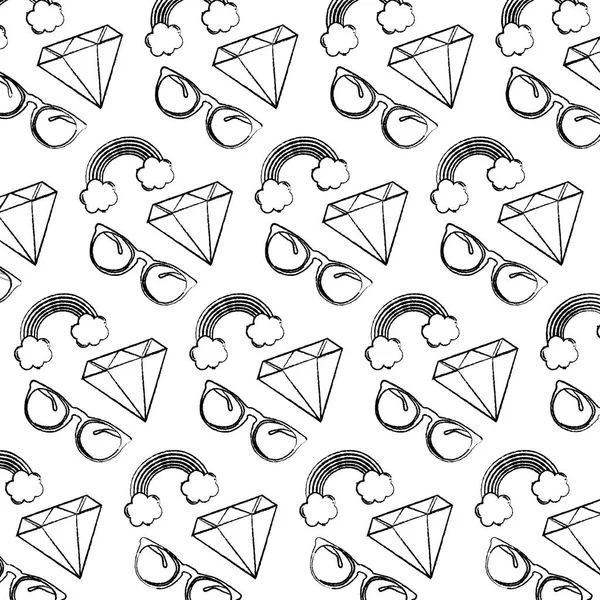 Grunge Schattig Mode Patch Decoratie Achtergrond Vector Illustratie — Stockvector