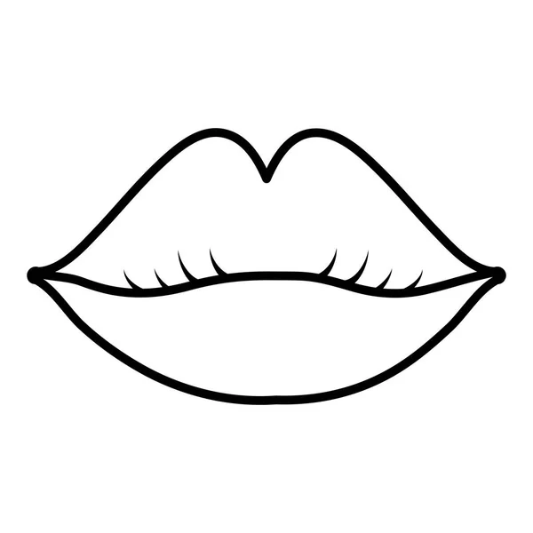 Línea Belleza Labios Femeninos Maquillaje Estilo Vector Ilustración — Archivo Imágenes Vectoriales