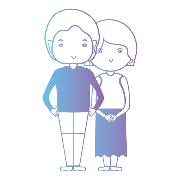 Ligne Beau Couple Avec Illustration Vectorielle Conception Coiffure — Image vectorielle