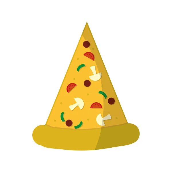 おいしい新鮮なピザの不健康な食べ物のベクトル図 — ストックベクタ