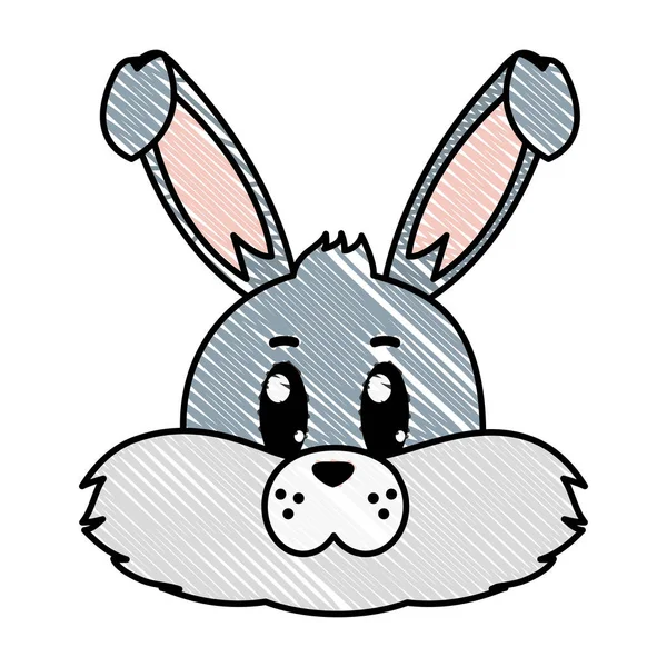 Illustration Vectorielle Animale Tête Lapin Sauvage Tendre Doodle — Image vectorielle