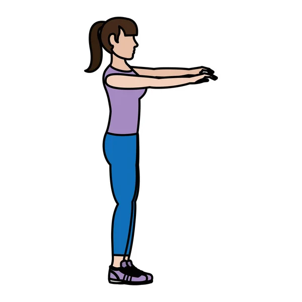 Farbe Fitness Frau Training Lebensstil Vektor Illustration — Stockvektor