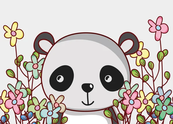 Mignon Panda Ours Doodle Dessin Animé Vectoriel Illustration Conception Graphique — Image vectorielle