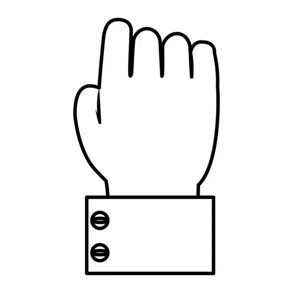 Line Businessman Hand Fist Gesture Sign Vector Illustration — Stock Vector