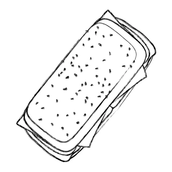 Grunge Unhealthy Tasty Sandwich Fastfood Snack Vector Illustration — Stock Vector