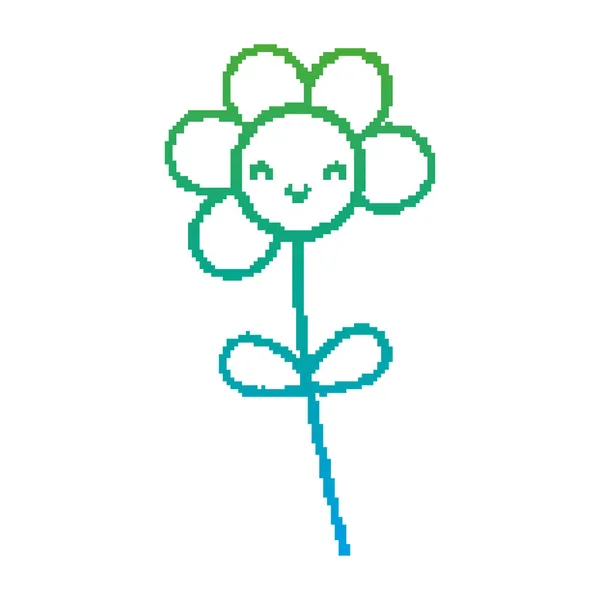 Υποβαθμισμένη Γραμμή Pixel Kawaii Λουλουδιών Φυτών Παιχνίδι Διανυσματικά Εικονογράφηση — Διανυσματικό Αρχείο