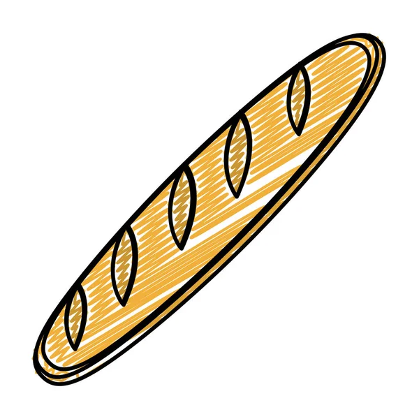 Doodle Delicious French Bread Organic Food Vector Illustration — Stock Vector