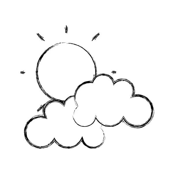 Grunge Natur Helle Sonne Mit Wolken Wettervektor Illustration — Stockvektor