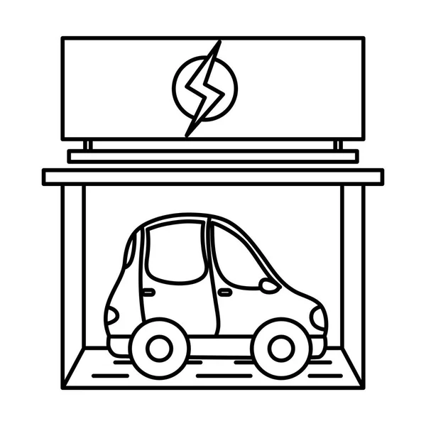 Line Car Transport Charging Energy Station Vector Illustration — Stock Vector