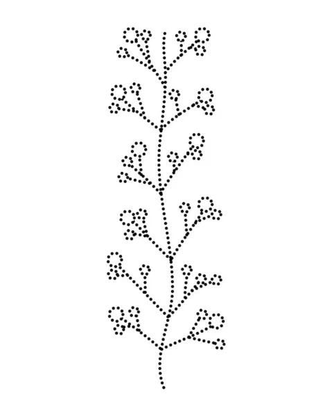 Gepunktete Form Natürliche Pflanze Mit Blättern Und Niedlichen Blumen Vektorillustration — Stockvektor