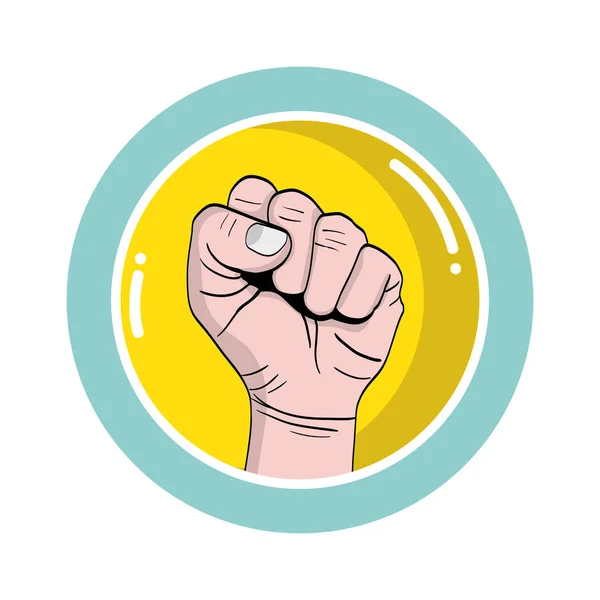 Sticker Persoon Hand Verzetten Protest Vectorillustratie — Stockvector