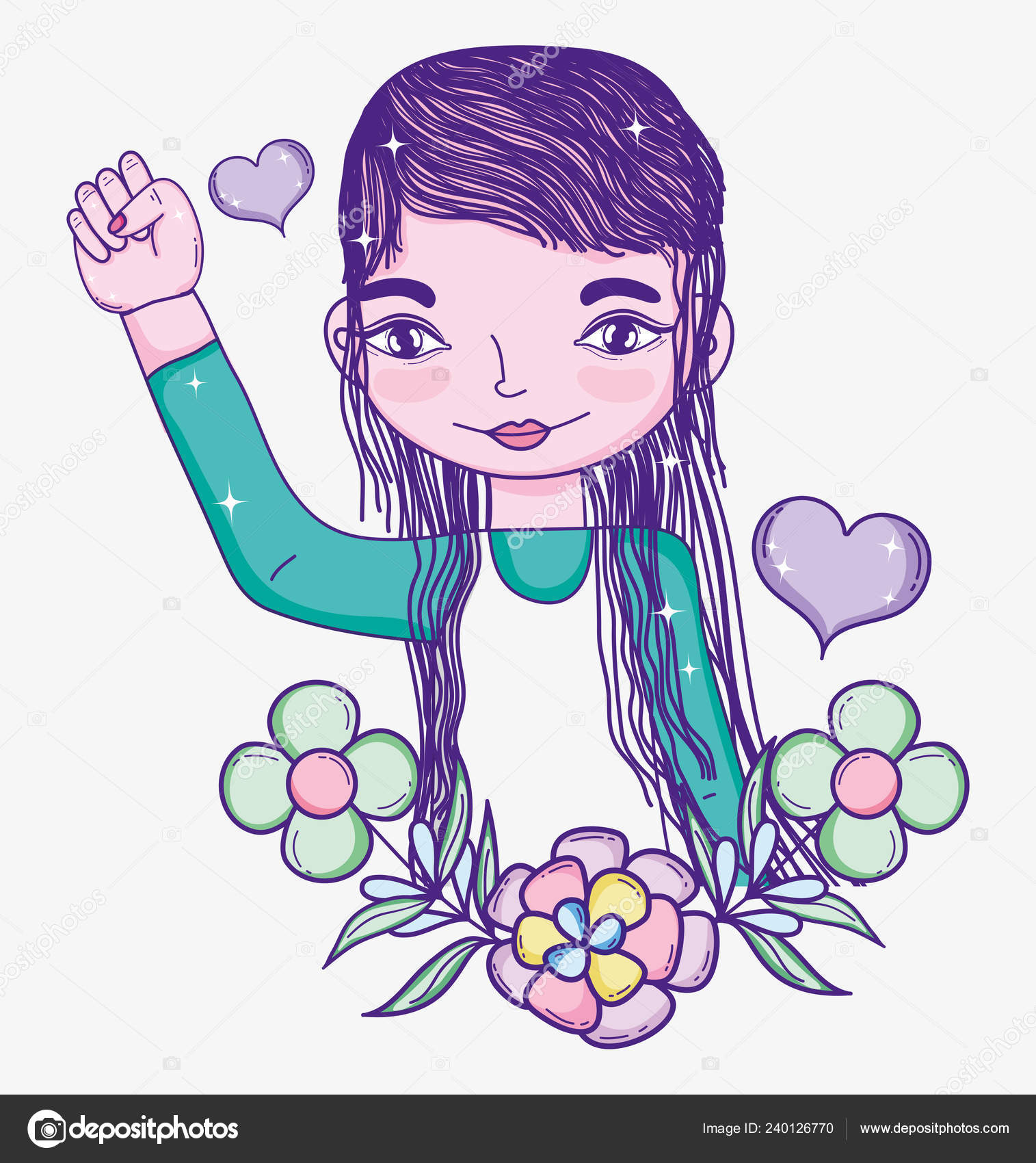 Woman Power Message Cute Girl Cartoon Vector Illustration Graphic Design Vector Image By C Stockgiu Vector Stock