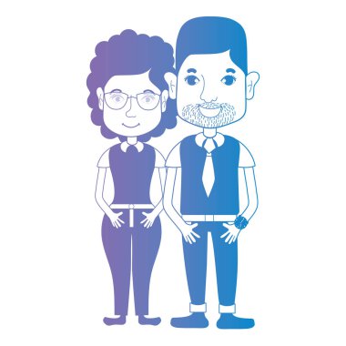 saç şekli ve kıyafet vektör çizim ile birlikte satır çift