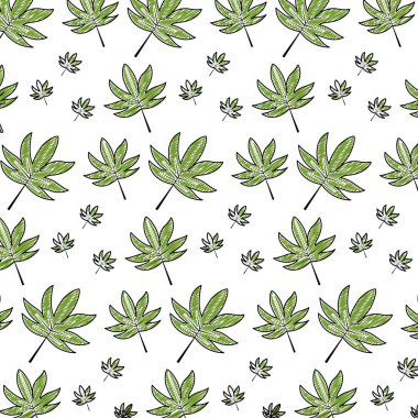 doğal yaprak tropikal tarzı arka plan vektör çizim doodle