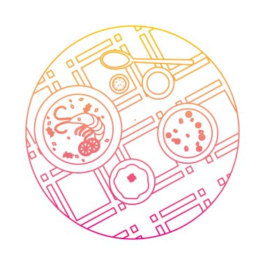 baharat ve bitki vektör çizim ile bozulmuş satır ıstakoz ve sebze çorbası