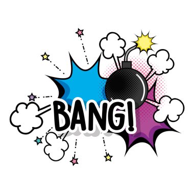 yıldız ile bomba patlama yama vektör çizim bang