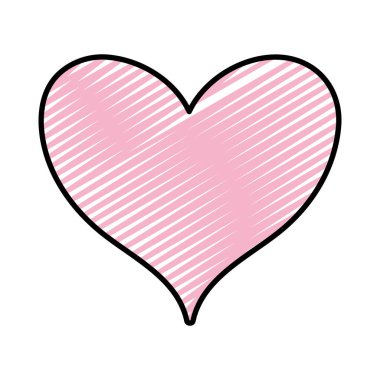 Doodle kalp sembolü aşk ve tutku stil vektör çizim