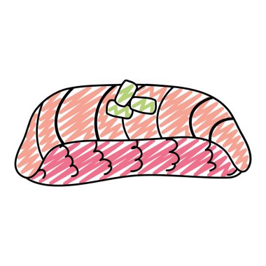 geleneksel nigiri Suşi Japon yemekleri vektör çizim doodle
