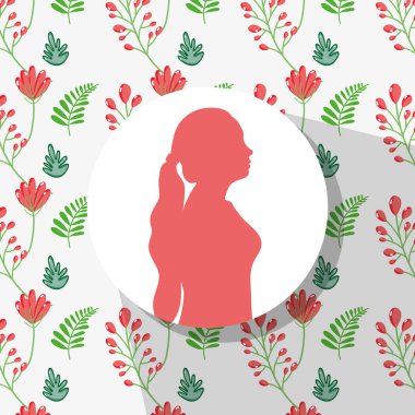 pembe kadın siluet çiçek arka plan vektör çizim ile