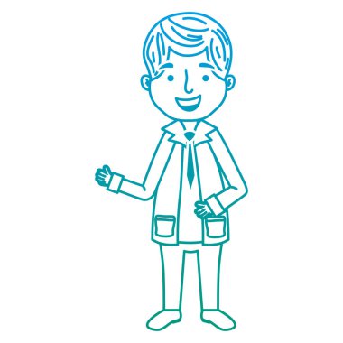 satır profesyonel adam doktor giyim ve üniforma vektör çizim ile bozulmuş