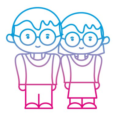 bozulmuş satır erkek ve kız gözlük ve saç modeli vektör çizim ile birlikte