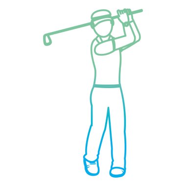 çizgi çocuk golfçü tek tip oyun golf vektör çizim ile bozulmuş