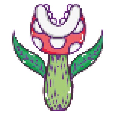 piksel bitki karakteri ile ağız ve diş illüstrasyon vektör