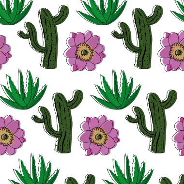 taşınan renk doğa kaktüs çiçek ve bitki arka plan vektör çizim ile