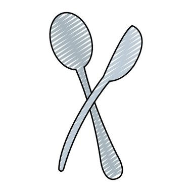 kaşık ve çatal nesneleri mutfak gereçler vektör çizim doodle