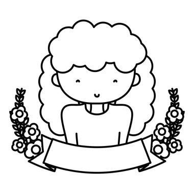 Bluz ve şerit stil vektör çizim satırı şirin kadınla