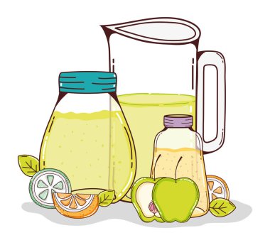 Detoks suları cam kavanoz vektör çizim grafik tasarım