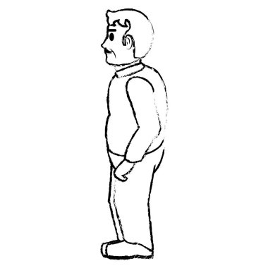 Grunge yaşlı adam bıyık ve kıyafet ile tarafında illüstrasyon vektör