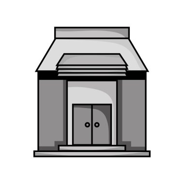 gri tonlamalı okul eğitimi ile çatı ve kapılar tasarım vektör çizim