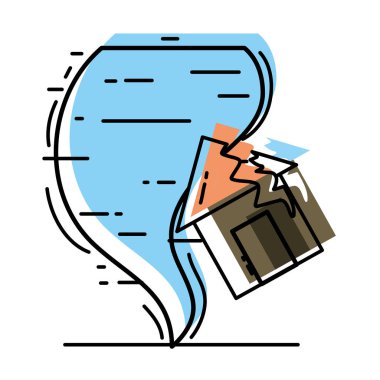 renk ev tehlikeli kasırga doğal imha vektör çizim ile taşındı