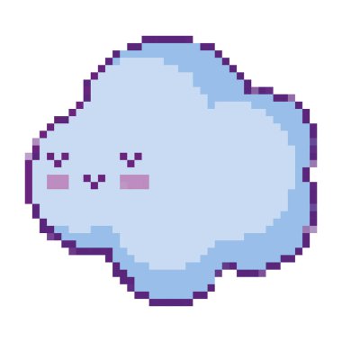 piksel kawaii bulut hava oyun vektör çizim