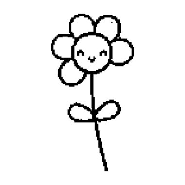 Grunge piksel kawaii çiçek bitki oyun vektör çizim