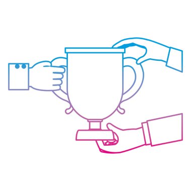 satır işadamları eller Kupası Ödülü nesne vektör çizim ile bozulmuş