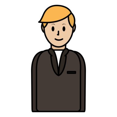 renk saç modeli ve şık ceket vektör çizim ile mutlu bir adam